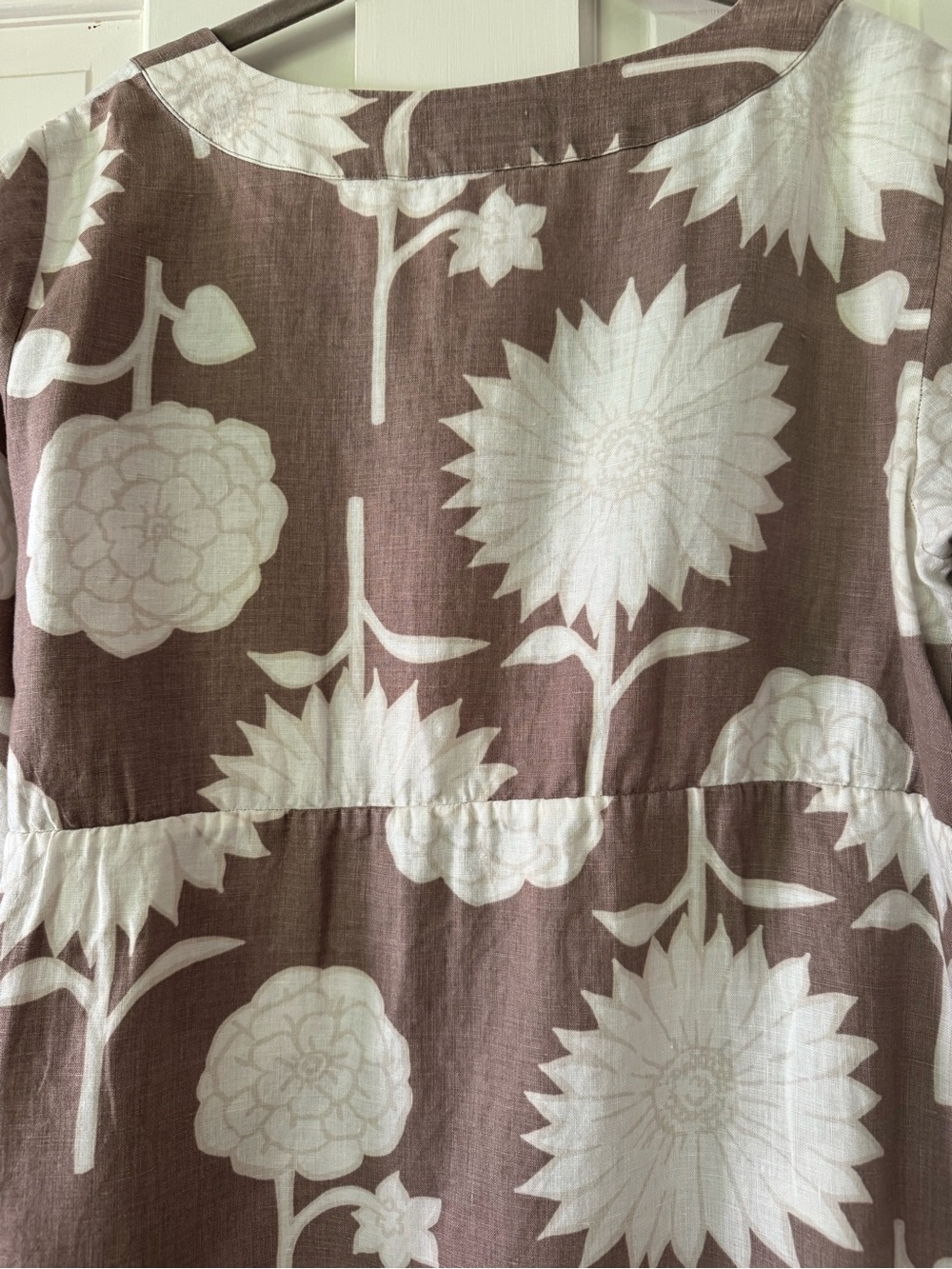 Boden Brown Linen Floral Tunic Dress with White Print - Picture 6 of 7